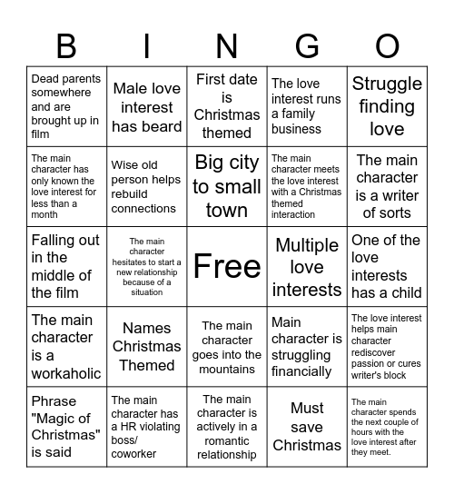 Hallmark bingo Card