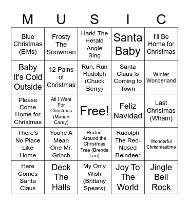 MUSIC Bingo Card