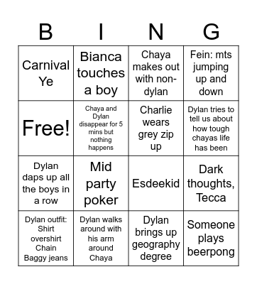MTS Rizz Party Bingo Card