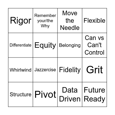 WPS Buzz Words Bingo Card