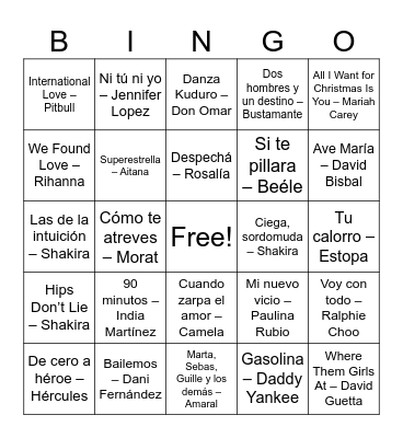 MUSICAL ACHO EDITION Bingo Card