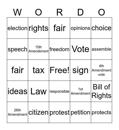 Rights  Bingo Card