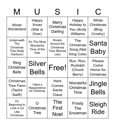 MUSIC Bingo Card