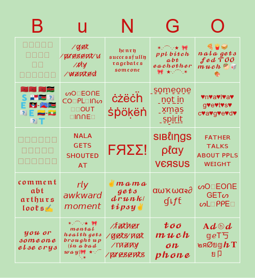ⓒⓗⓡⓘⓢⓣⓜⓐⓢ ②⓪②⑤ ⓑuⓝⓖⓞ!! Bingo Card