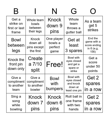 Bowling Bingo Card
