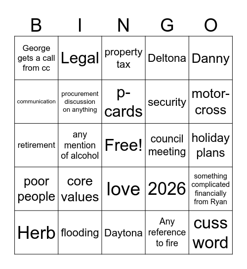 Meeting Bingo Card
