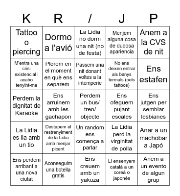 girlies trip(ping) Bingo Card