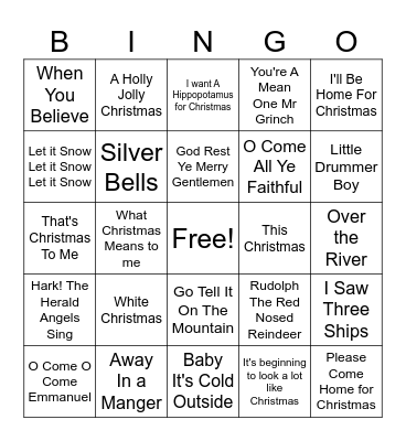 Winter Songs Bingo Card