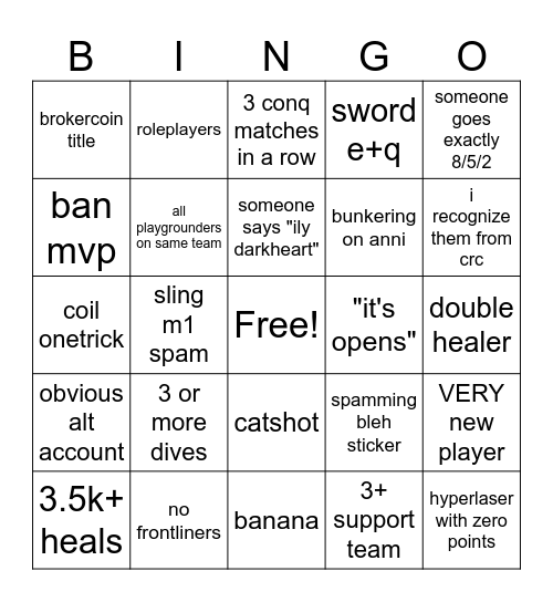 phighting opens bingo Card