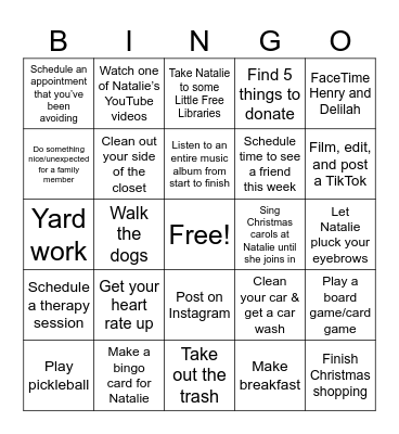 Chase's Winter Break Daily Bingo! Bingo Card