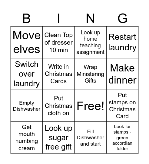 Today’s List Bingo Card