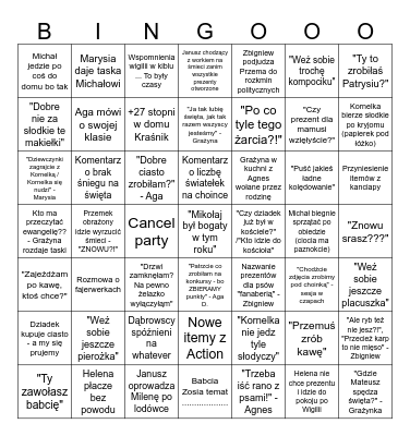 Family Christmas Bingo Card