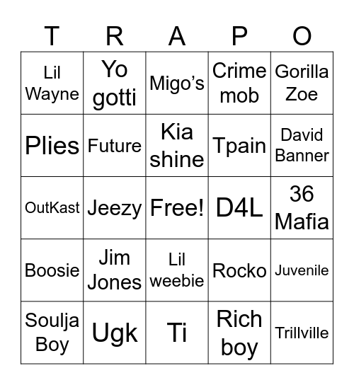 TRAPO Bingo Card
