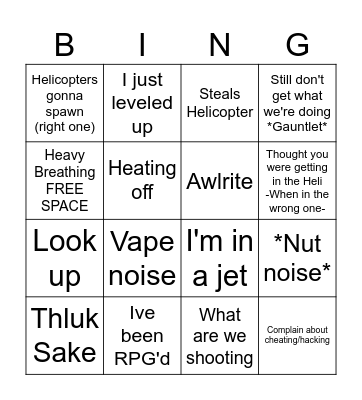Craig's List Bingo Card
