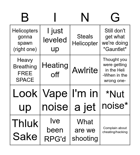 Craig's List Bingo Card