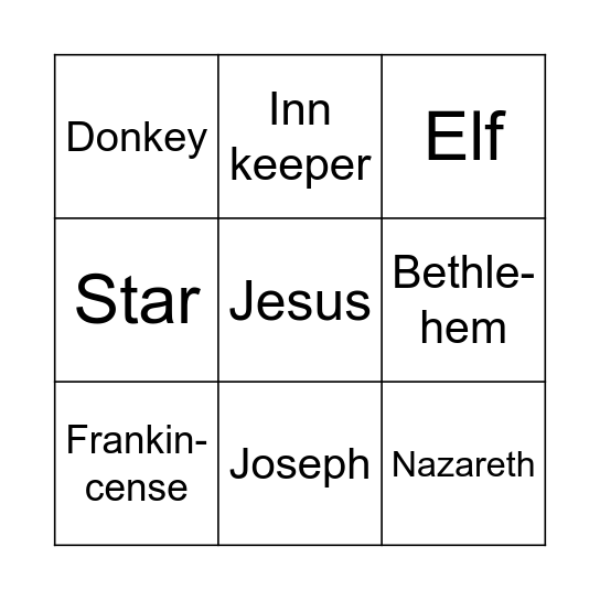 St Isan's Nativity Bingo! Bingo Card