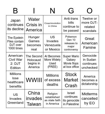 2026 Bingo Card