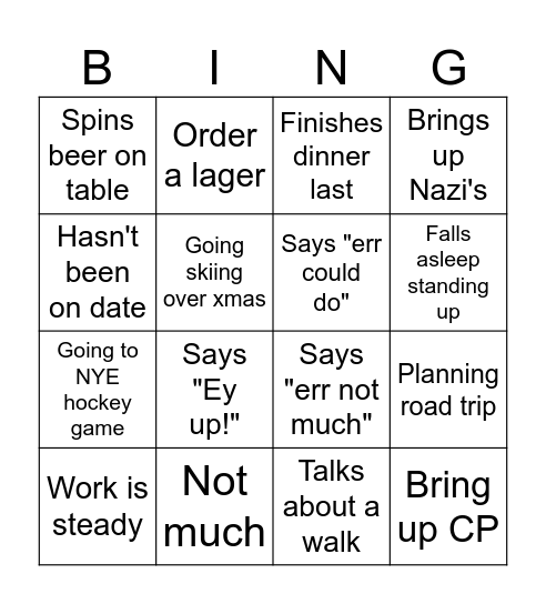 Thistlethwaite Bingo Card