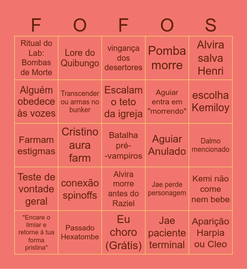 Hexatombe ep 9 Bingo Card