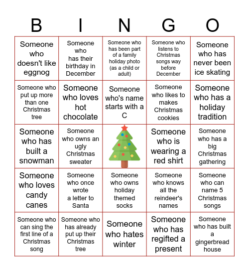 Christmas Bingo Challenge! Bingo Card