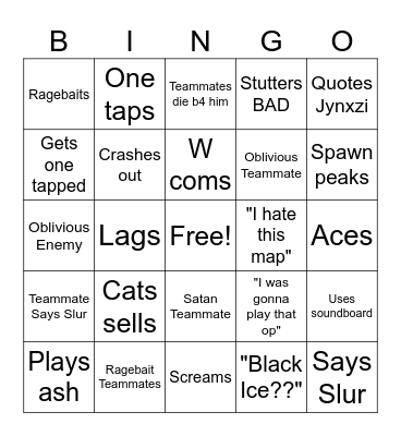Seige Bingo Card