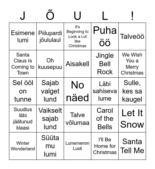 JÕULUD Bingo Card