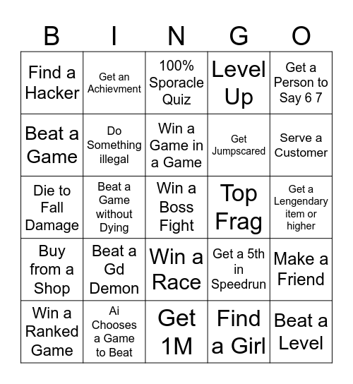 GAMER BINGO Card