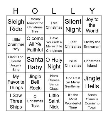 Christmas Song Bingo Card