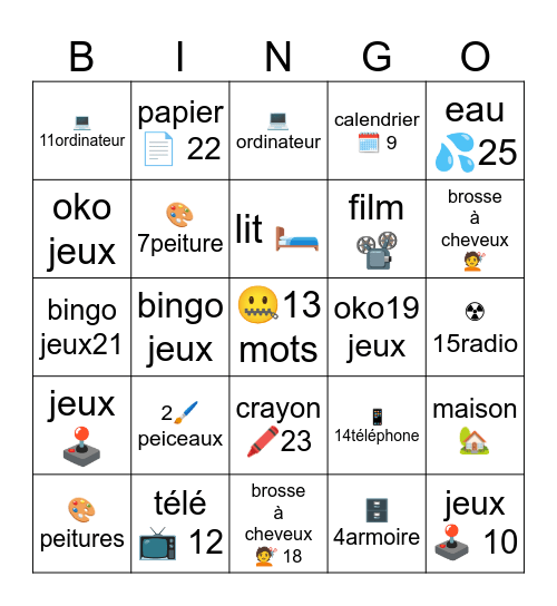 bingo mots Bingo Card