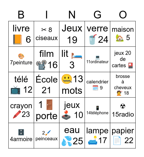 bingo mots Bingo Card