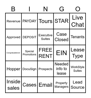 Boxer Leasing Inside Sales Bingo Card