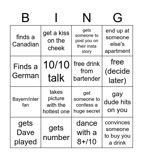 Youtube video - Sidemen Collab Bingo Card