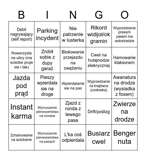 StopCham Bingo Card