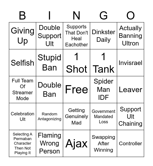 Livals Bingo Card