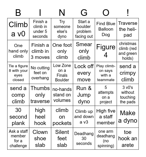 Boulder Bingo! Bingo Card