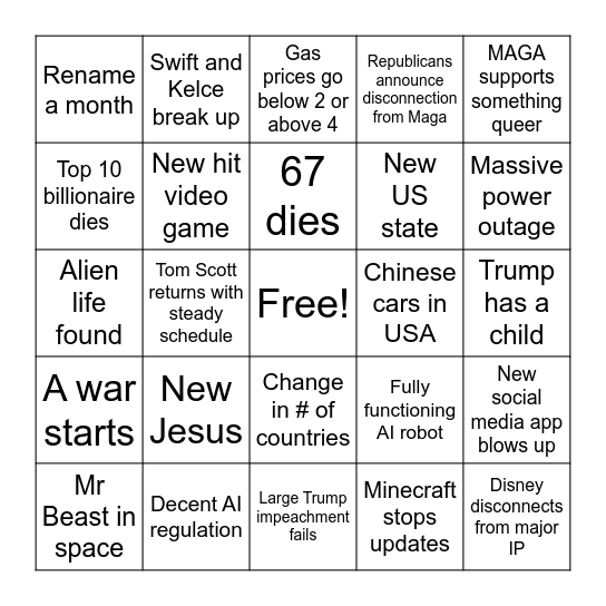 2026 Bingo Card
