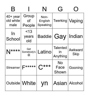 Omegle Bingo Card