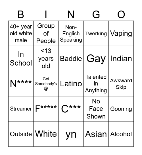 Omegle Bingo Card
