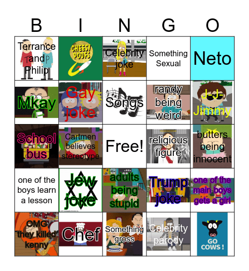south park bingo! Bingo Card