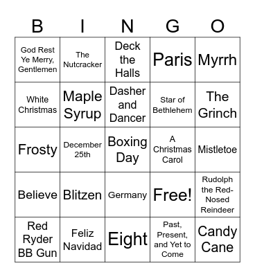 Christmas Bingo Card