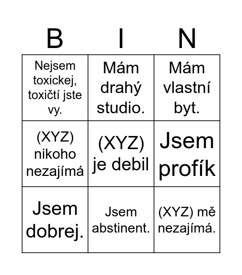 Míšovo bingo Card