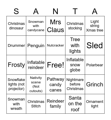 Santa Bingo Card