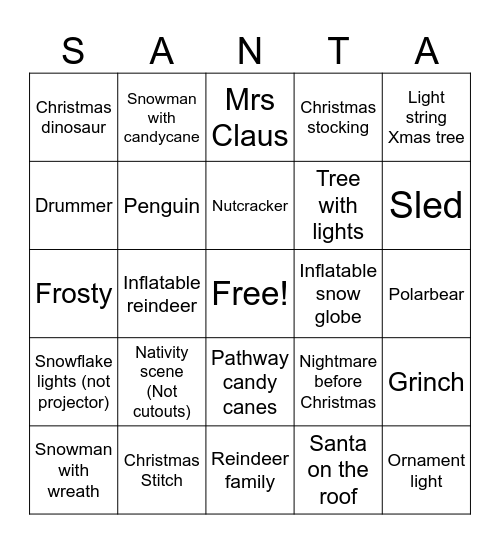 Santa Bingo Card