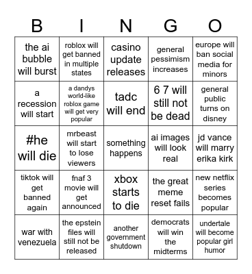 2026 Bingo Card