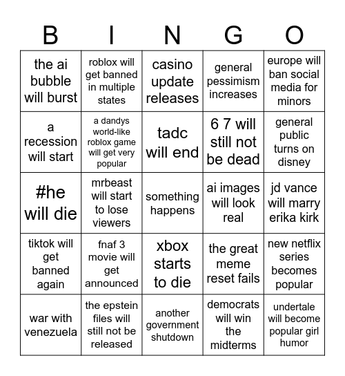 2026 Bingo Card