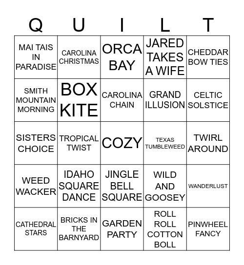 Bonnie Hunter Bingo Card