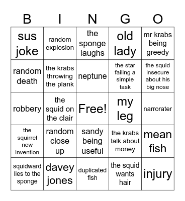 spongebob big guy pants ok Bingo Card