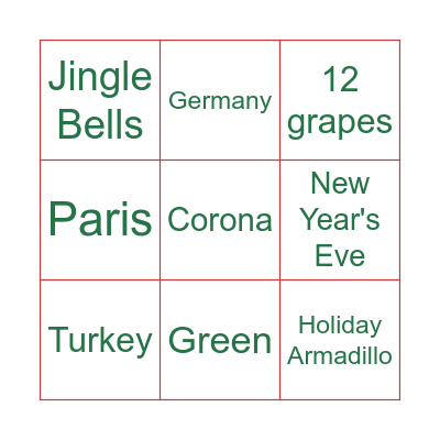 Holiday Bash!!! Bingo Card