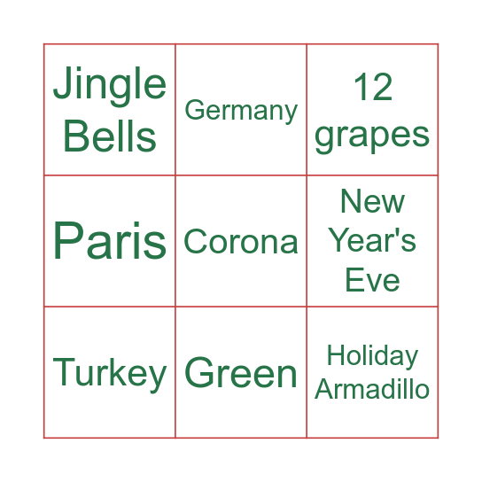 Holiday Bash!!! Bingo Card