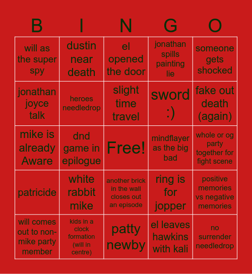ST5 vol 2&3 Bingo Card